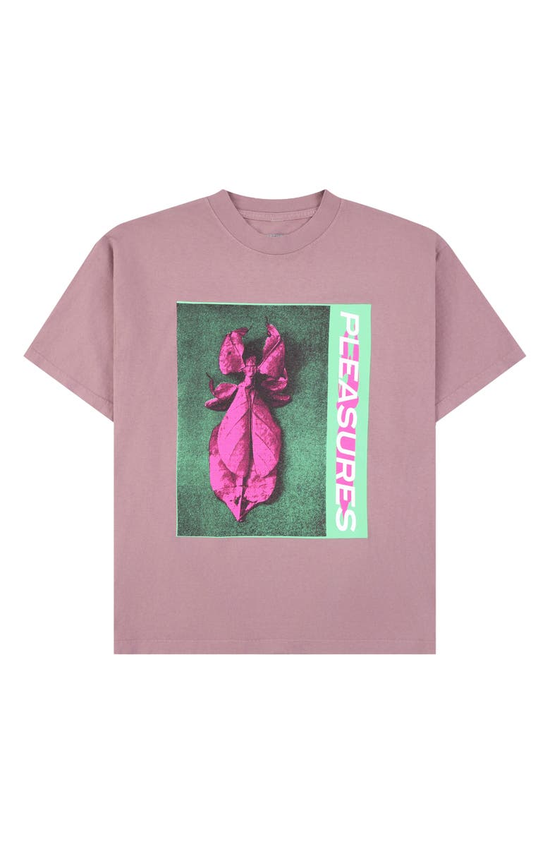 PLEASURES Leaf Cotton Graphic T-Shirt, Alternate, color, Mauve