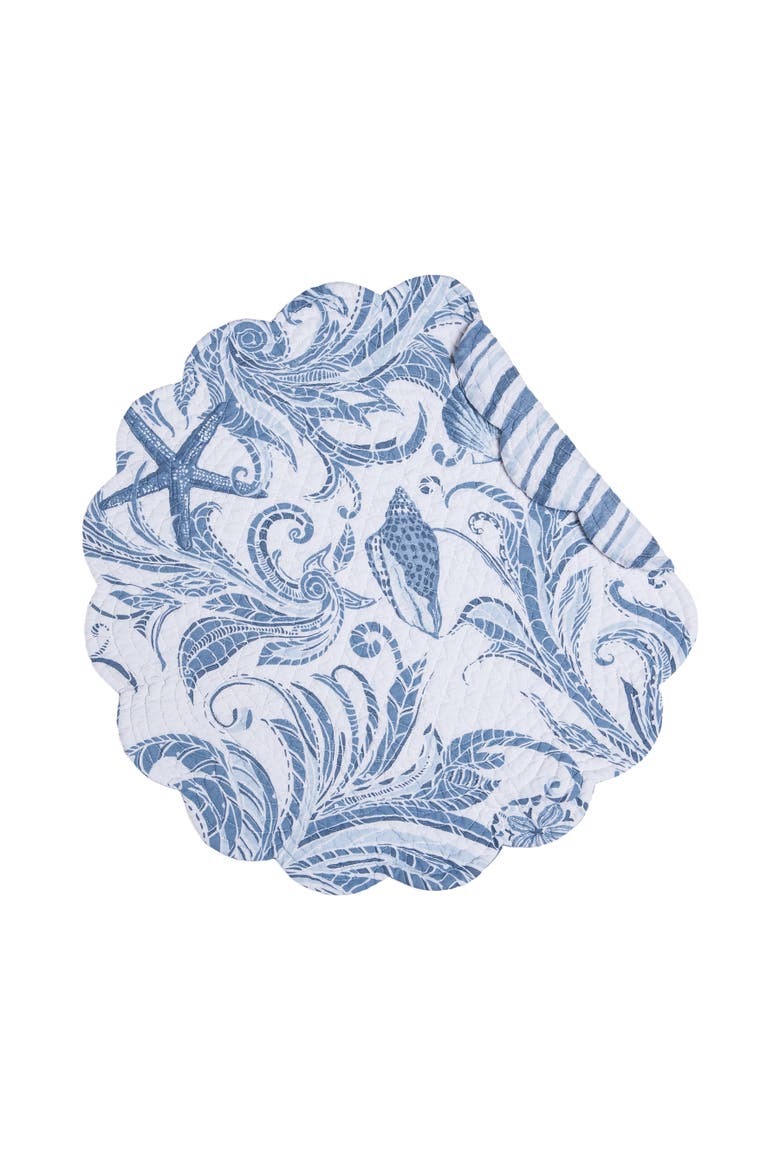 Tidal Waves Round Set of 6 Placemats  17", Alternate, color, Blue