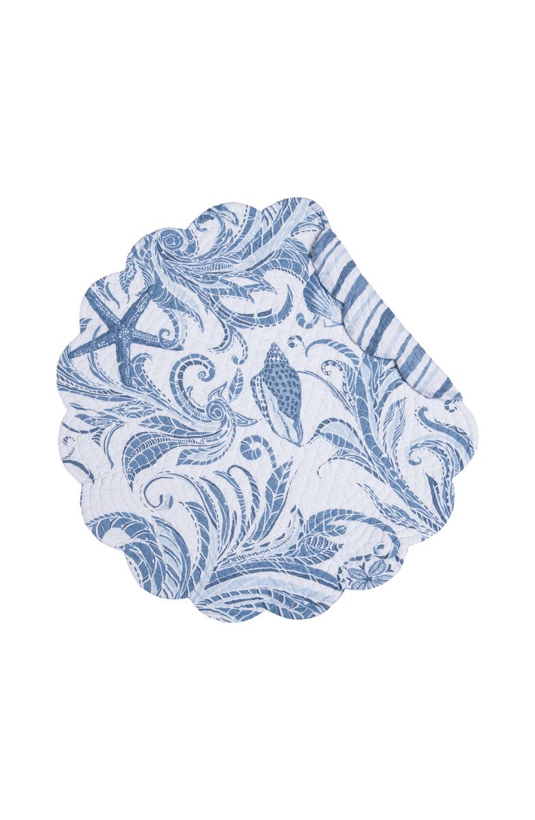 C&F Home Tidal Waves Round Set of 6 Placemats  17", Alternate, color, Blue