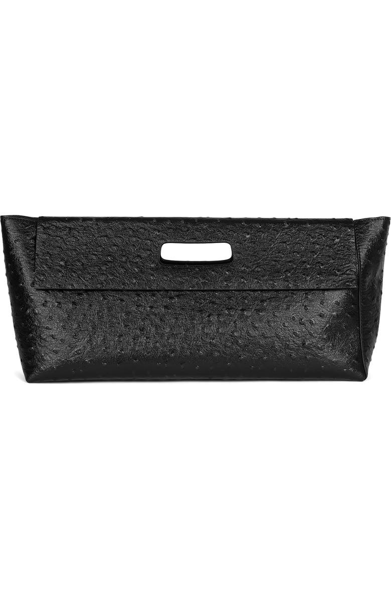 Jeffrey Campbell Toolbox Leather Clutch, Main, color, Black Ostrich
