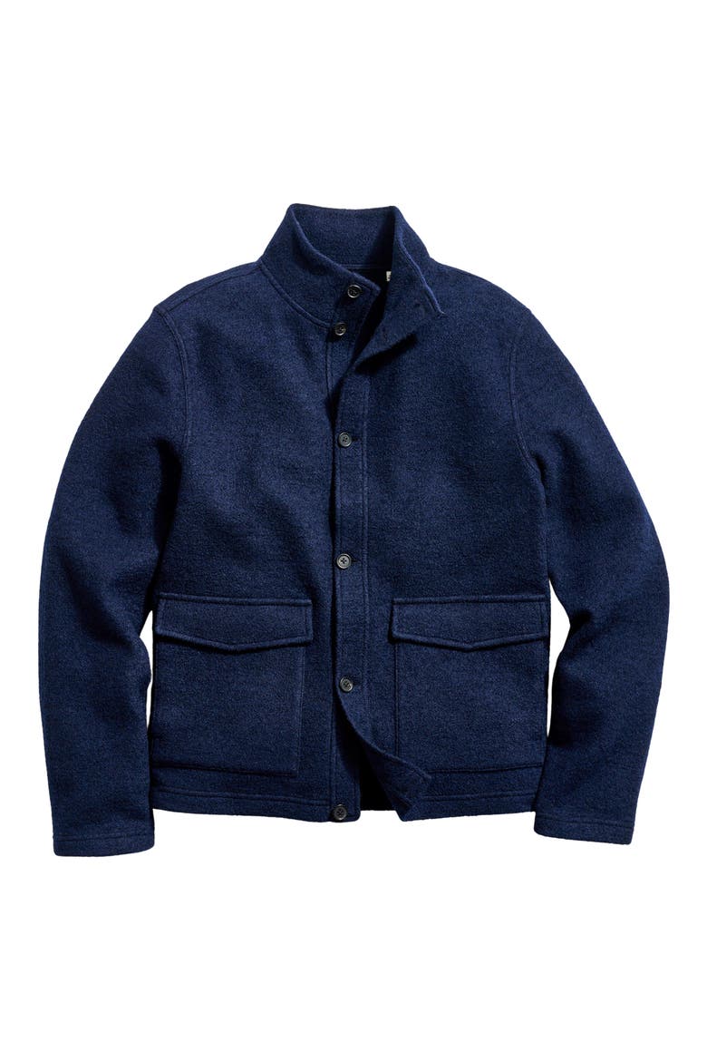 Garrett Stand Collar Wool & Cotton Jacket, Main, color, NAVY