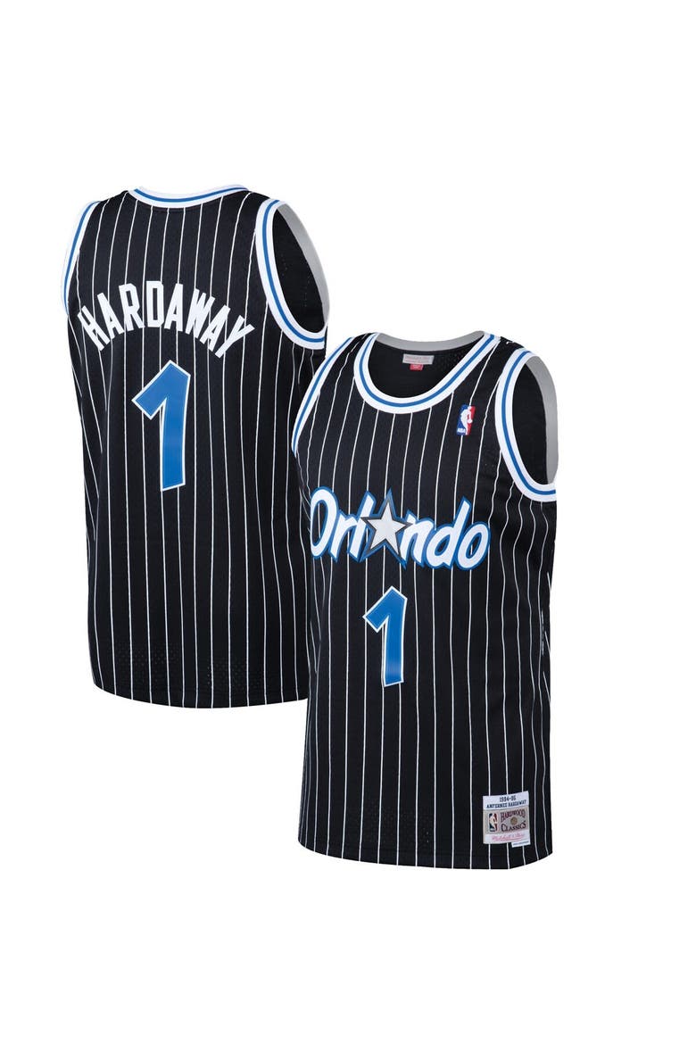 Men's Mitchell & Ness Penny Hardaway Black Orlando Magic Hardwood Classics Swingman Jersey, Main, color, Black