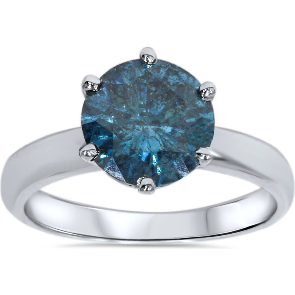 Bliss Diamond 2ct Blue Diamond Solitaire Engagement Ring 14k Gold Lab Grown