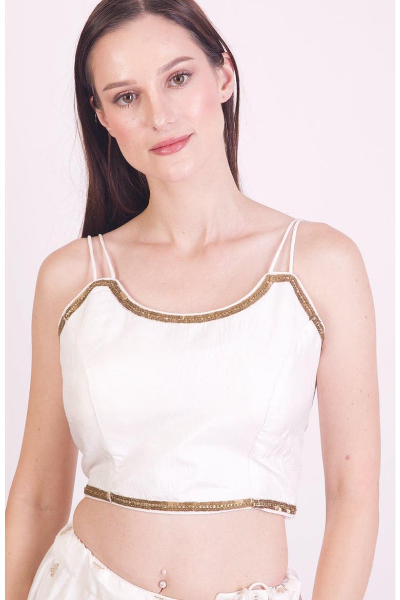Neve Sequins Embroidered Blouse, Main, color, White