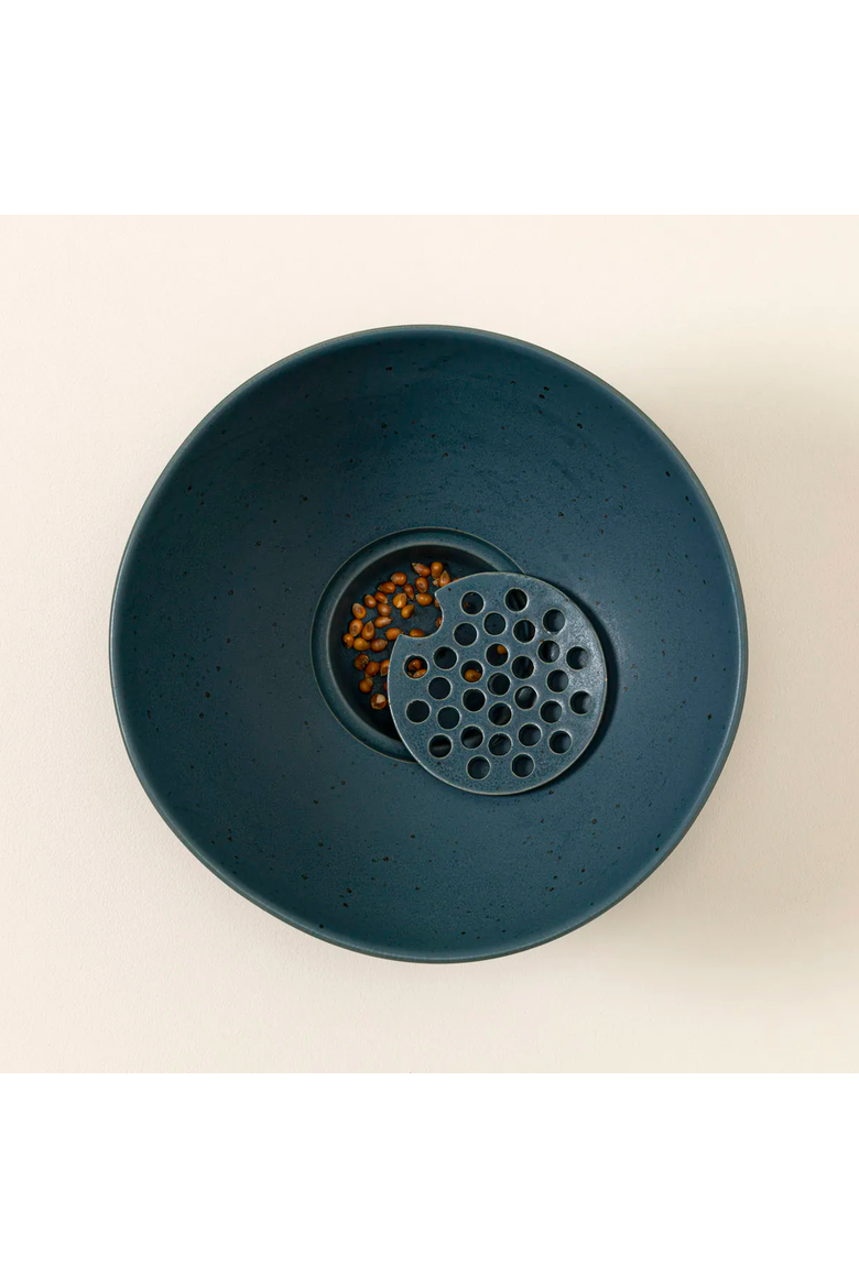 The Popcorn Bowl with Kernel Sifter, Alternate, color, Speckled White