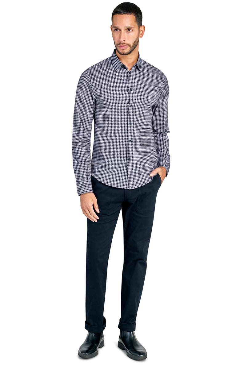 Brooklyn Brigade Slim Fit Micro Check Recycled 4-Way Stretch Performance Long Sleeve Shirt, Alternate, color, Grey