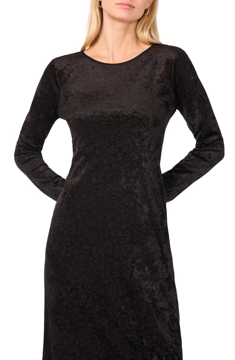 Vince Camuto Long Sleeve Velvet Dress, Alternate, color, Rich Black