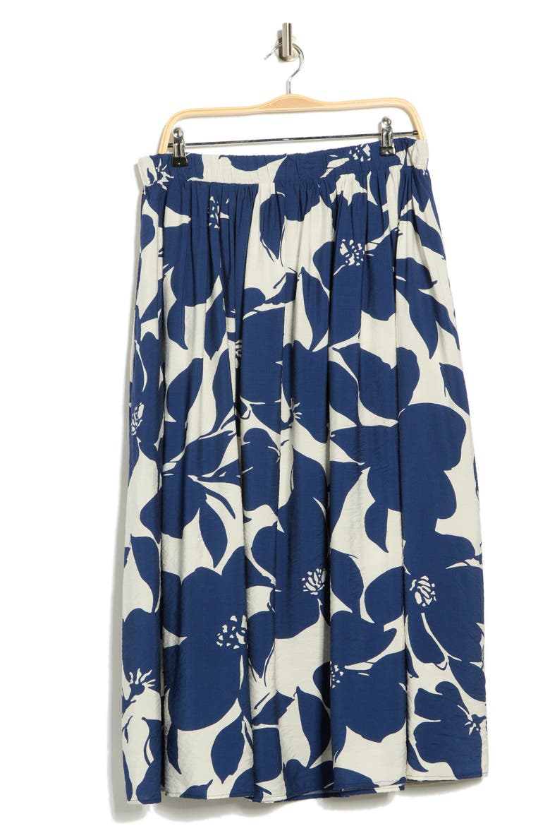Floral Midi Skirt, Alternate, color, NAVY