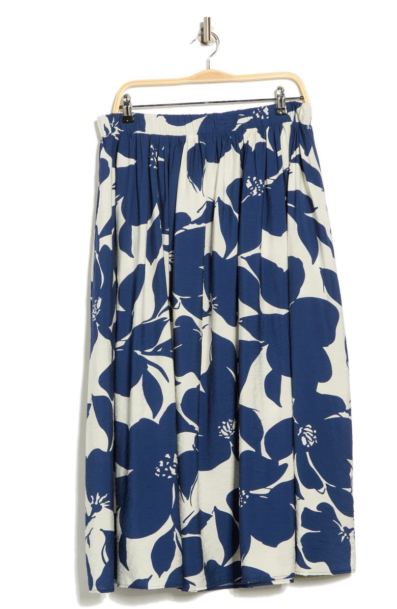Renee C Floral Midi Skirt, Alternate, color, Navy