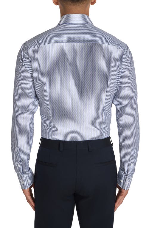 Jack Victor Aaron Stripe Cotton Button-up Shirt In Navy
