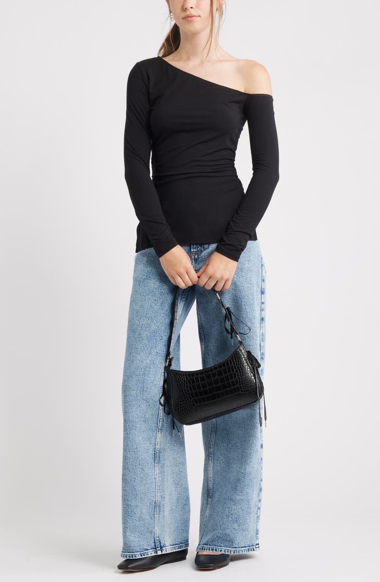 BP. Off the Shoulder Long Sleeve Top, Alternate, color, Black