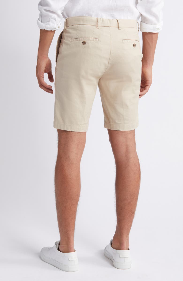 Scott Barber Flat Front Stretch Linen & Cotton Shorts, Alternate, color, Khaki
