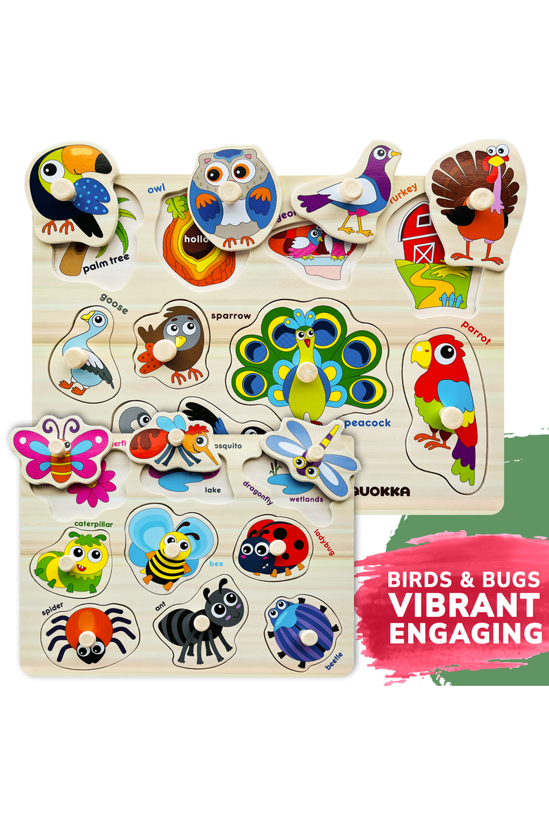 Wooden Puzzle Board Set for Toddlers, Alternate, color, 6 Pegged in a Rack
