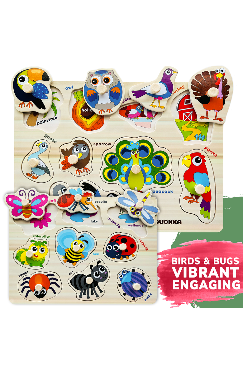 Quokka Wooden Puzzle Board Set for Toddlers, Alternate, color, 6 Pegged In A Rack