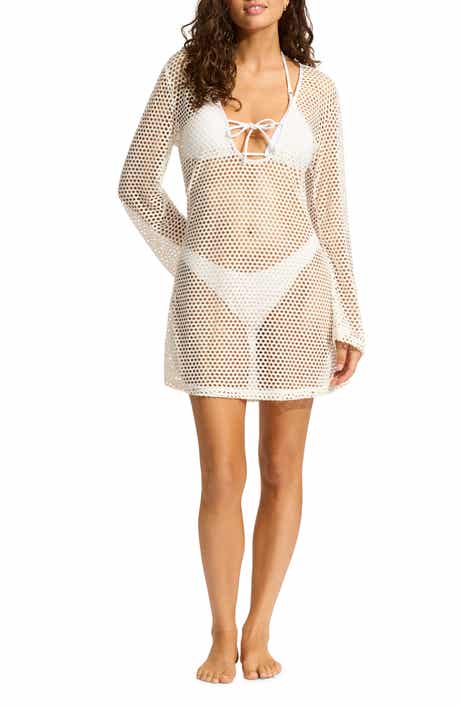 Seafolly Mesh Effect Long Sleeve Cover-Up Dress
