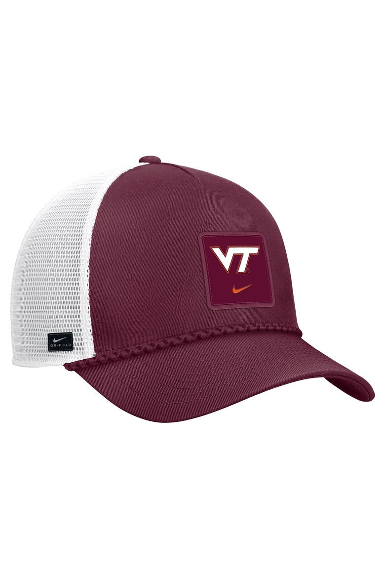 Men's Nike Maroon Virginia Tech Hokies 2026 On-Field Rope Adjustable Trucker Hat, Alternate, color, Maroon