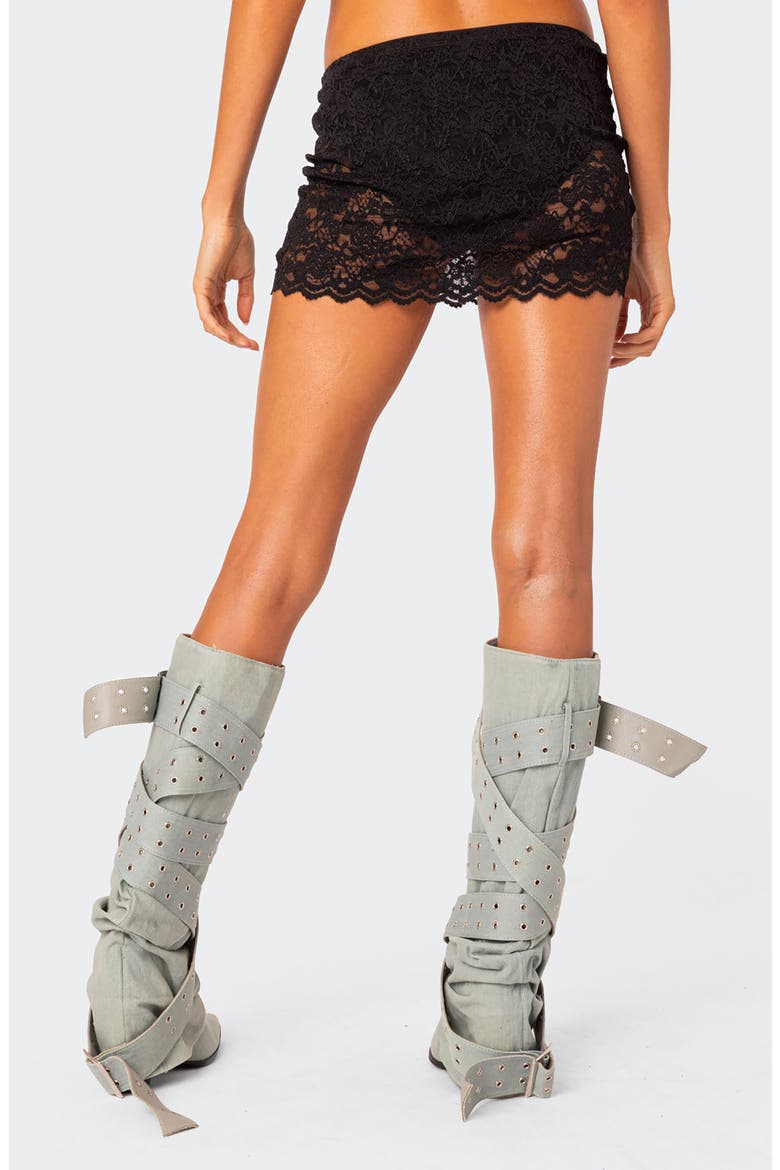 Kaylie Sheer Lace Miniskirt, Alternate, color, BLACK