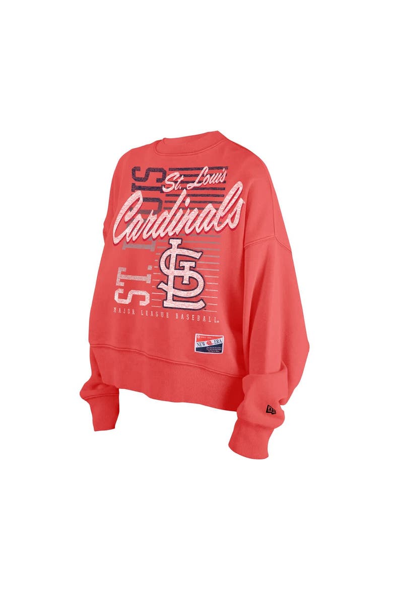 Women's New Era Red St. Louis Cardinals Boxy Mineral Wash Dolmen Sleeve Cropped Sweatshirt, Alternate, color, Red