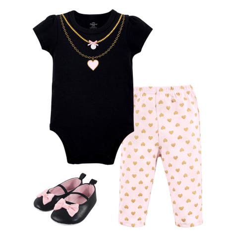 Little One's Cotton Outfit Set Bodysuit, Pants, and Matching Shoes