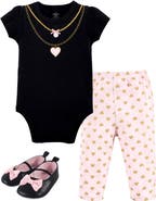 Little Treasure Little One's Cotton Outfit Set Bodysuit, Pants, and Matching Shoes