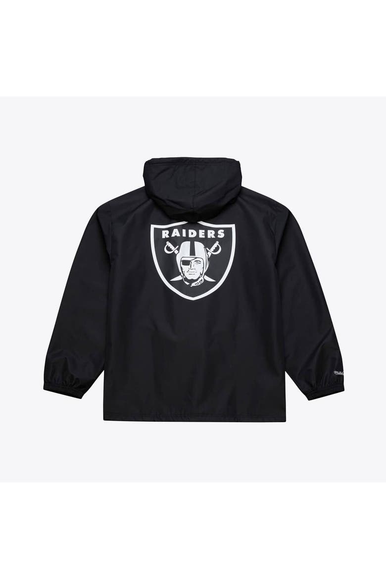 Men's Mitchell & Ness Black Las Vegas Raiders Coaches Full-Snap Hooded Windbreaker Jacket, Alternate, color, Black