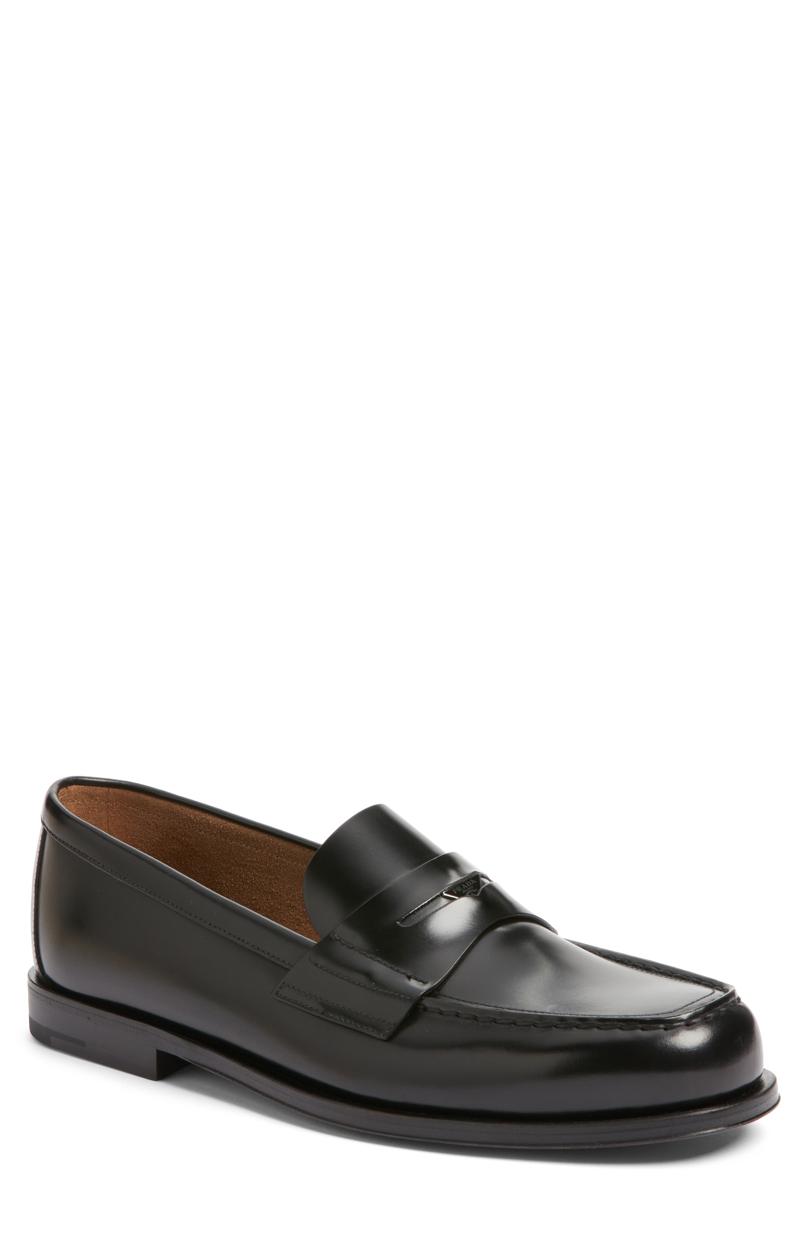 Prada Logo Penny Loafer, Main, color, Nero