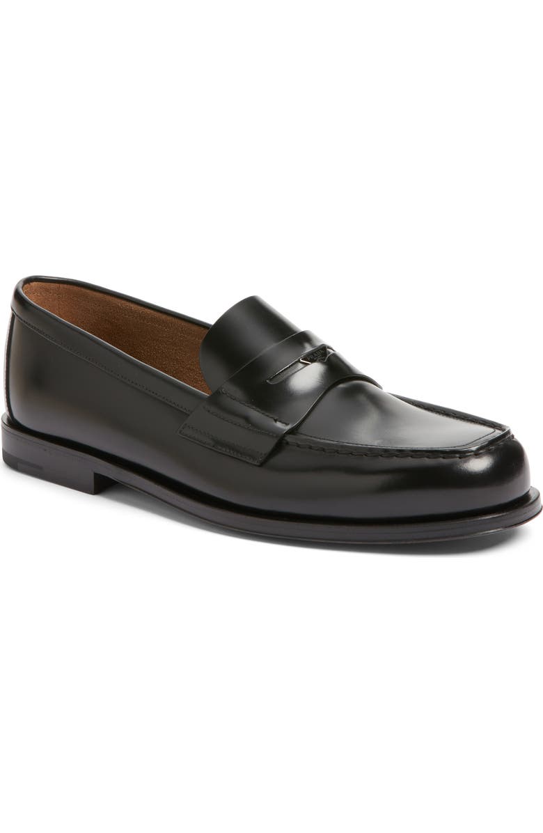 Prada Logo Penny Loafer, Main, color, Nero