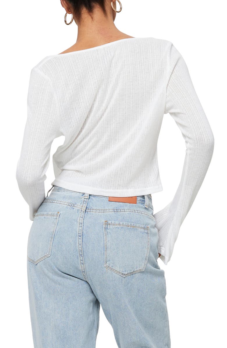 Princess Polly Barbaro Pointelle Tie Front Top, Alternate, color, 