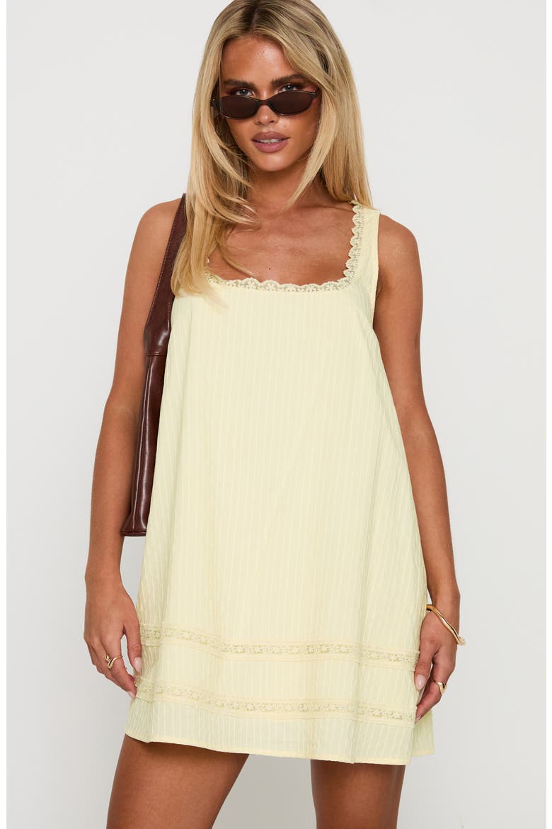 Alanah Embroidered Cotton Minidress, Alternate, color, LEMON