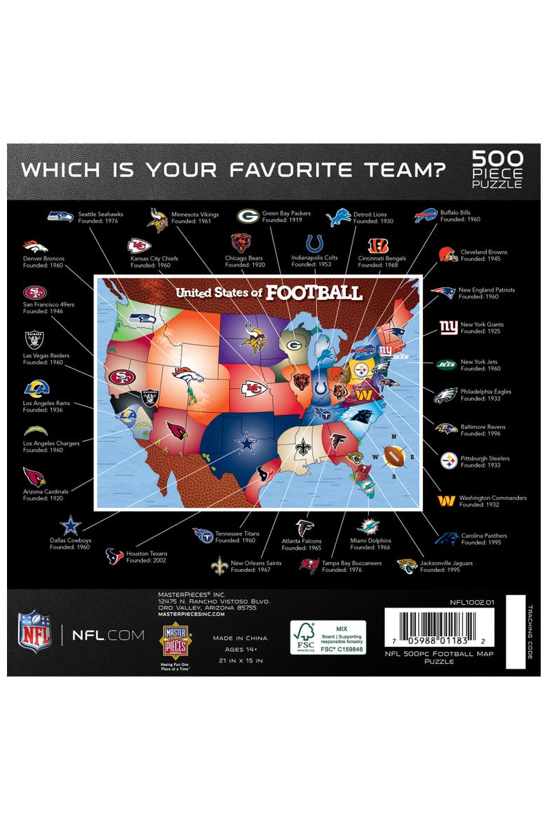NFL - League Map 500 Piece Jigsaw Puzzle, Alternate, color, Multicolor