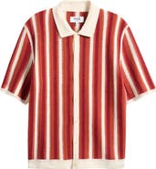 Wax London Porto Stripe Knit Button-Up Shirt