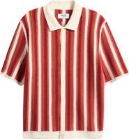 Wax London Porto Stripe Knit Button-Up Shirt