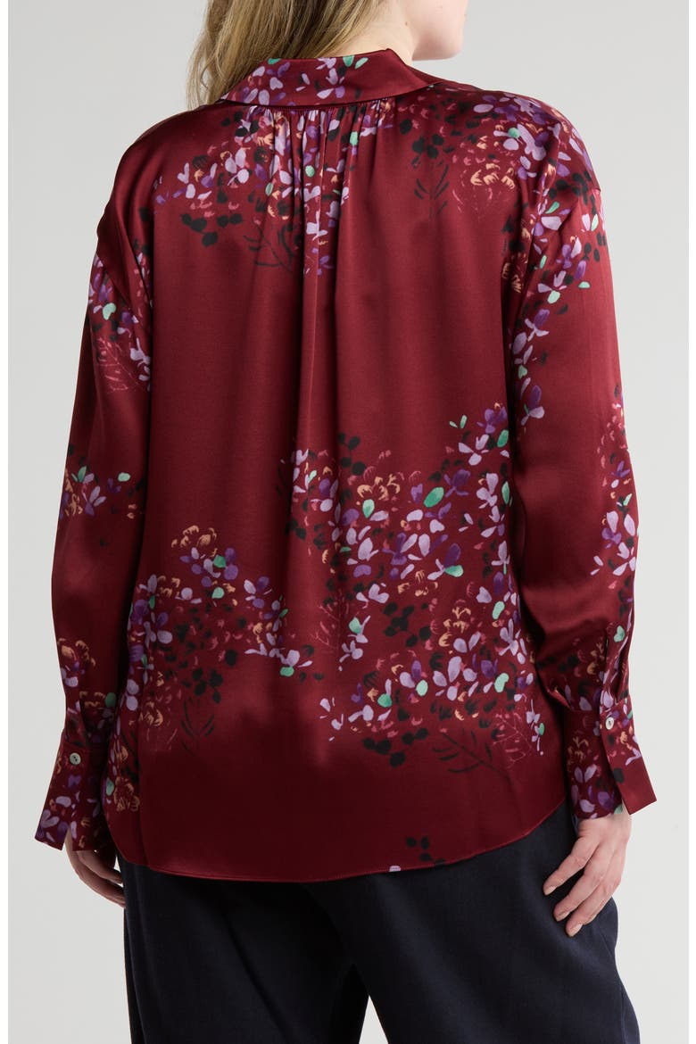 Forsythia Long Sleeve Silk Button-Up Shirt, Alternate, color, DK CINNAMON