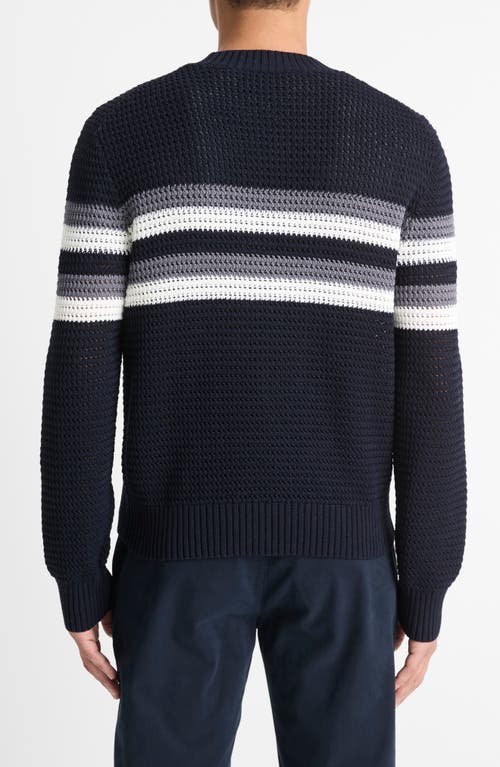 VINCE VINCE CRAFTED TEXTURED CHEST STRIPE SWEATER