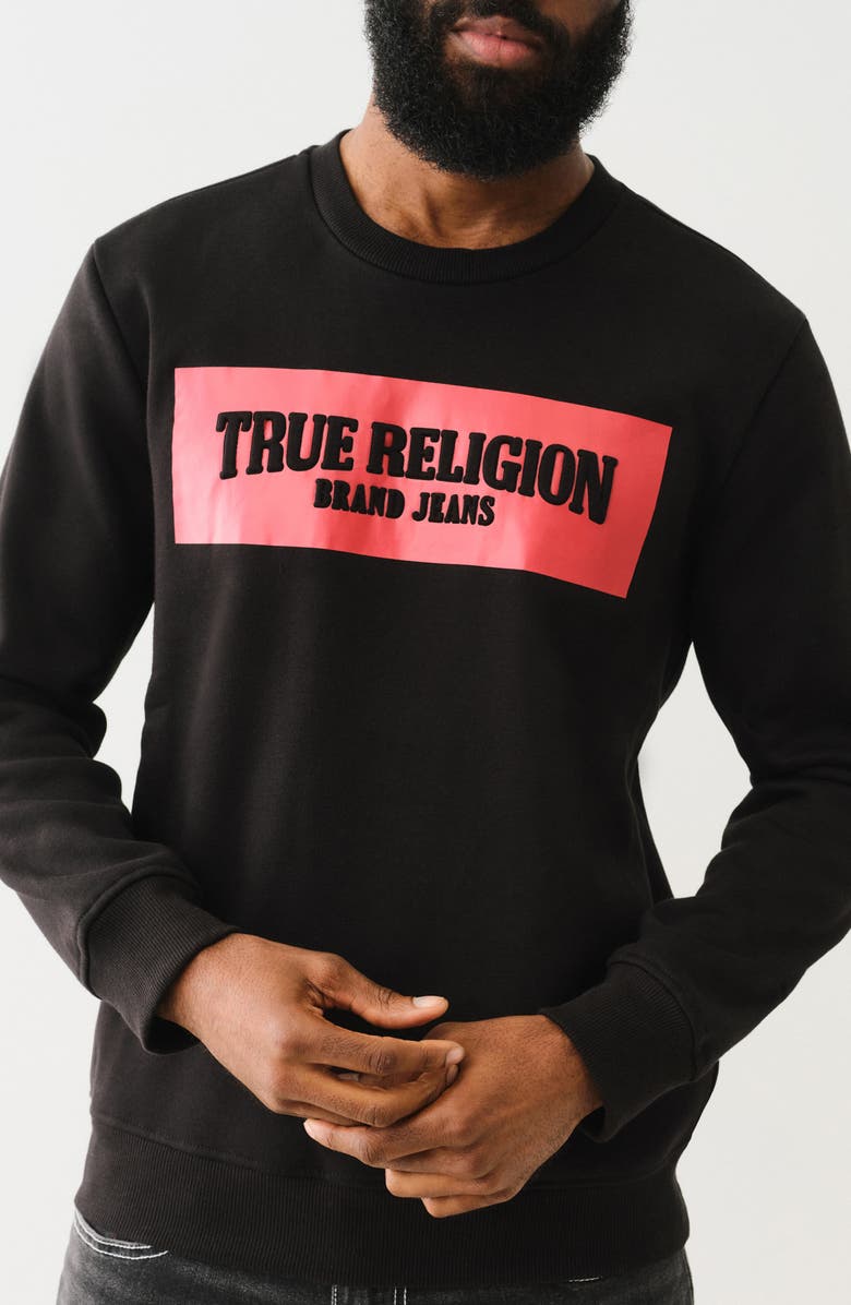True Religion Embossed Logo Graphic Sweatshirt, Alternate, color,