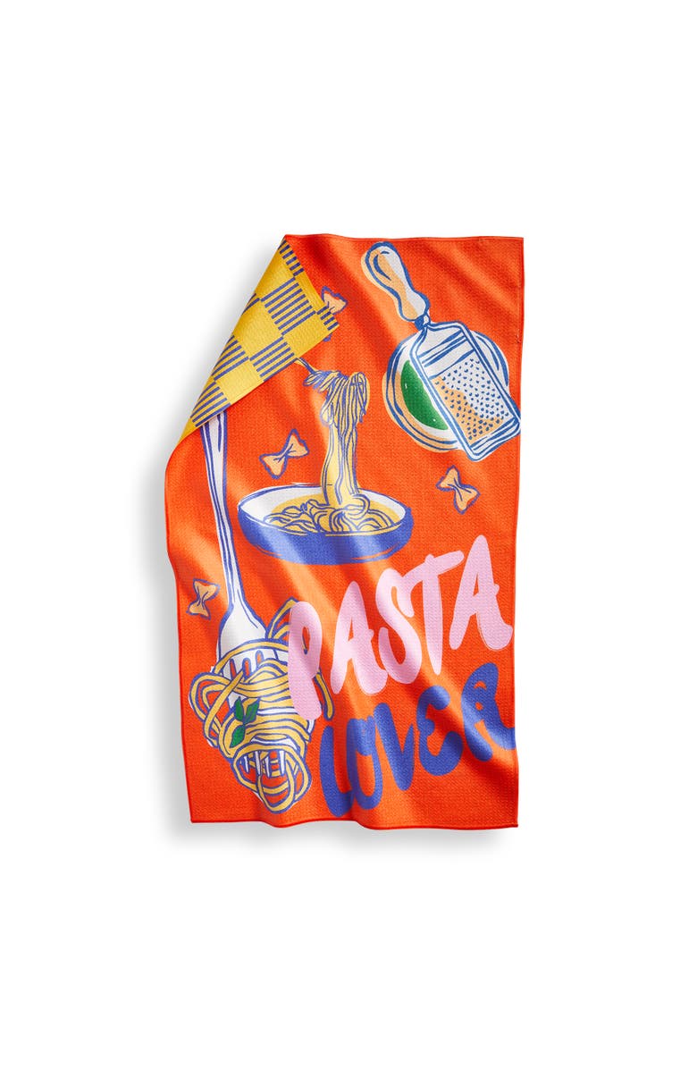 tag Super Absorbent Kitchen Towel Pasta Lover Dishtowel Multi 80% Recycled Polyester 18x30 in, Main, color, Multicolored