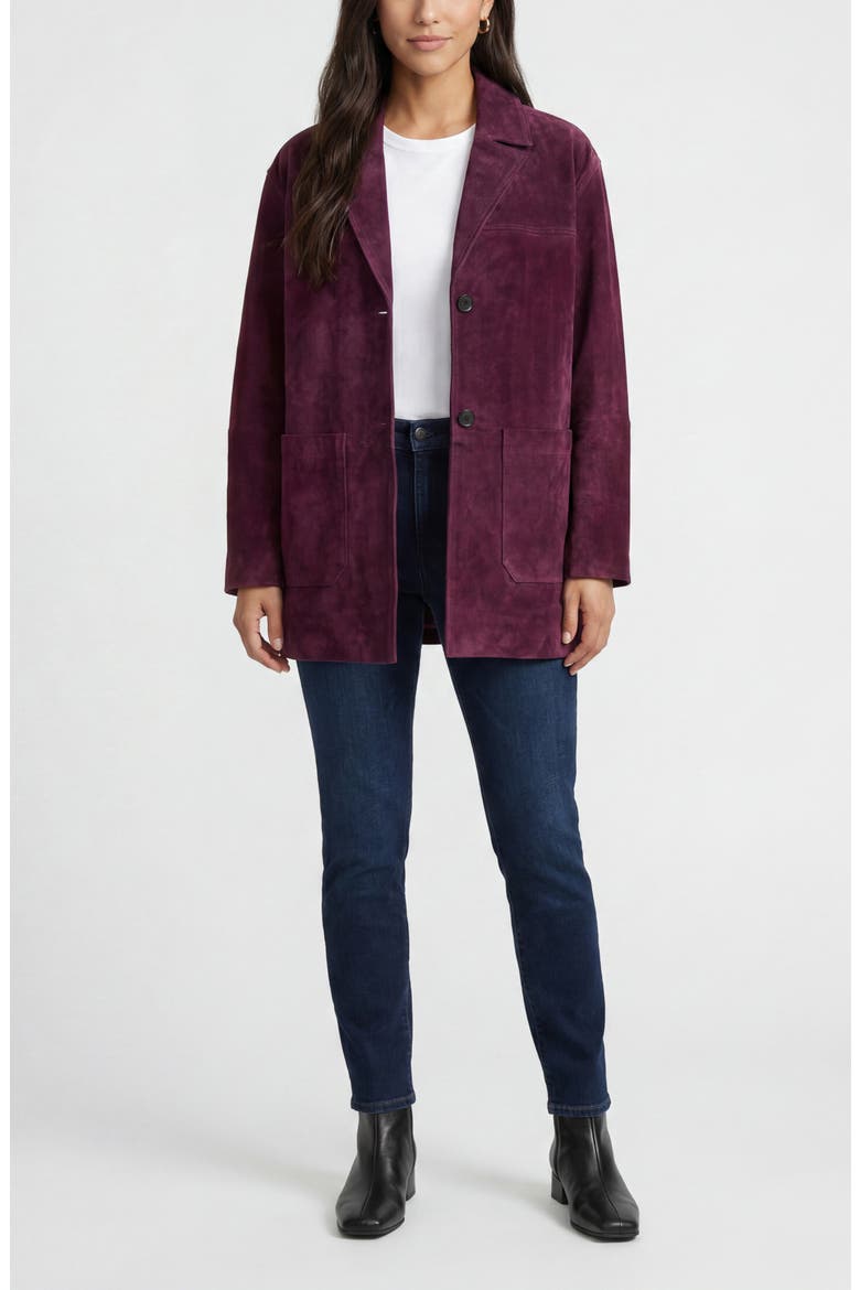 Patch Pocket Suede Jacket, Alternate, color, BORDEAUX