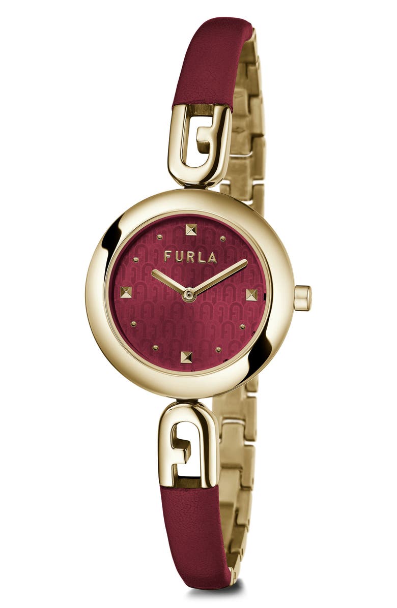 Furla Bangle Leather Strap Watch, 28mm, Alternate, color,