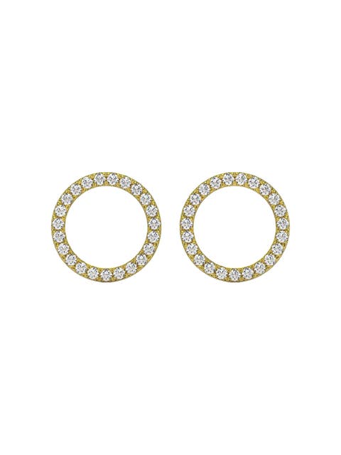 1/4Ct Circle Diamond Earrings in White, Yellow, or Gold Lab Grown