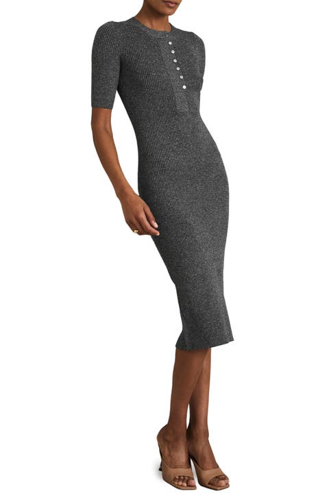 Sandy Wool Blend Rib Sweater Dress