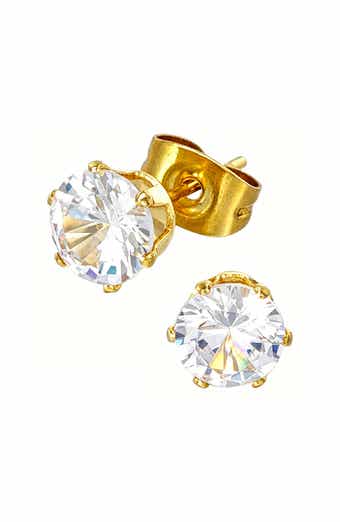 18k Gold Plated Cubic Zirconia Stud Earrings