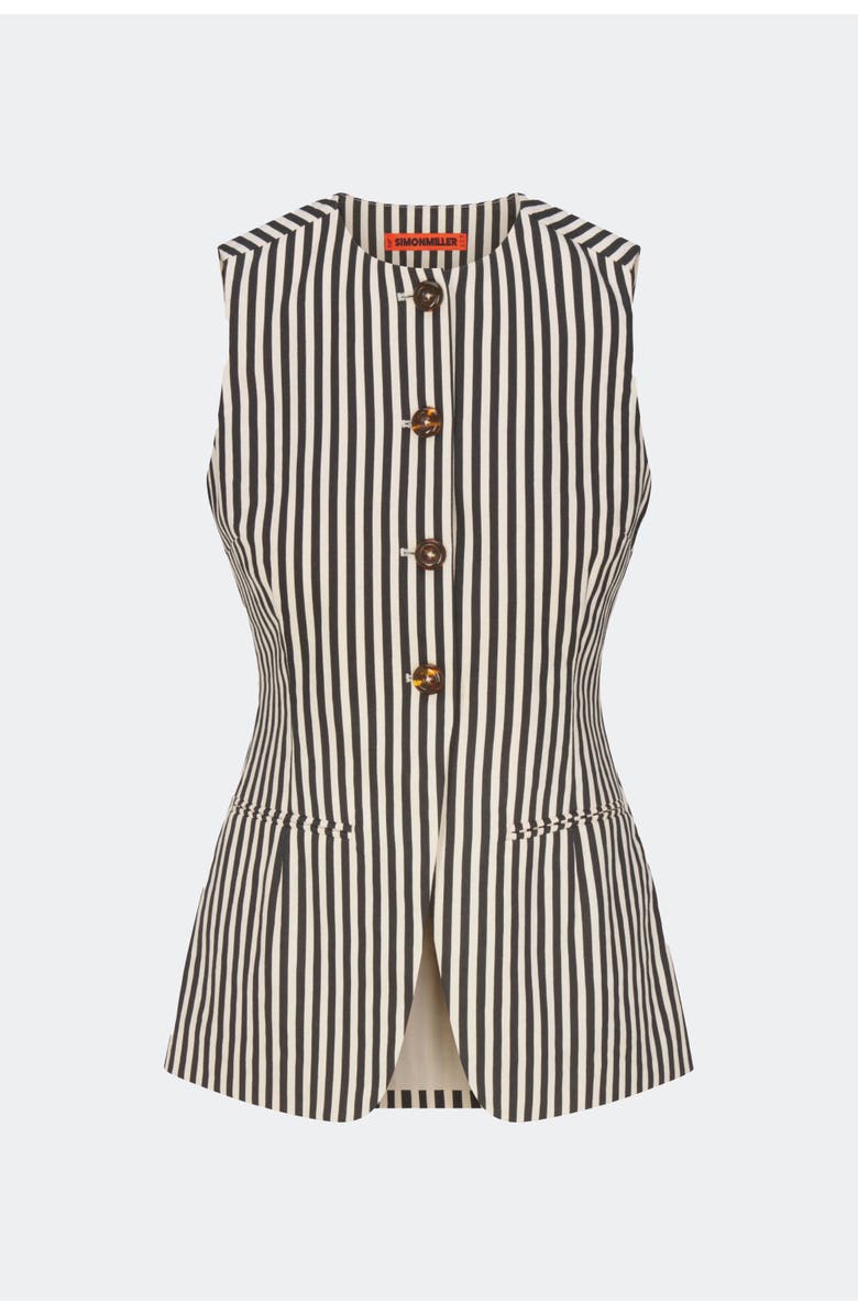 SIMONMILLER Del Mar Linen Vest, Alternate, color, Black/Macadamia Micro Stripe