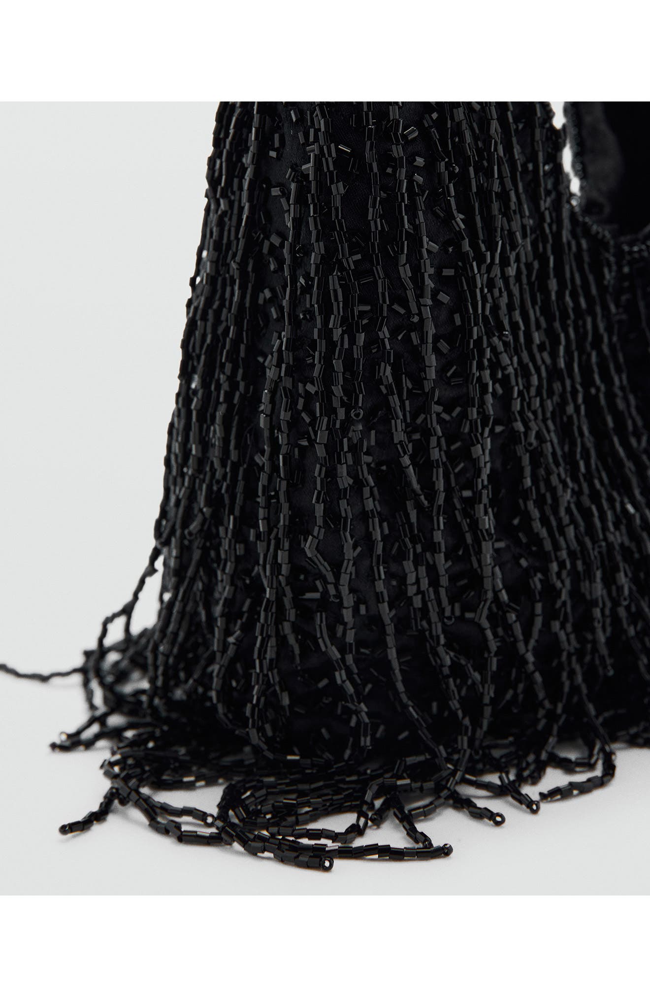 MANGO Fringed Handbag, Alternate, color, Black