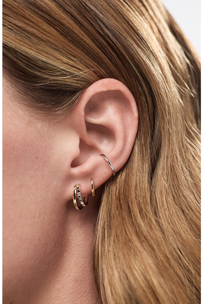 Toda Two-Tone Double Hoop Earrings, Alternate, color, GOLD / SILVER