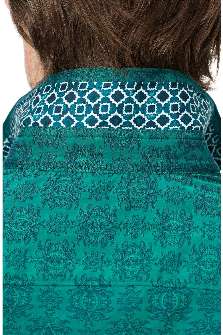 Patterned Long Sleeve Button Up Shirt, Alternate, color, EVERGREEN
