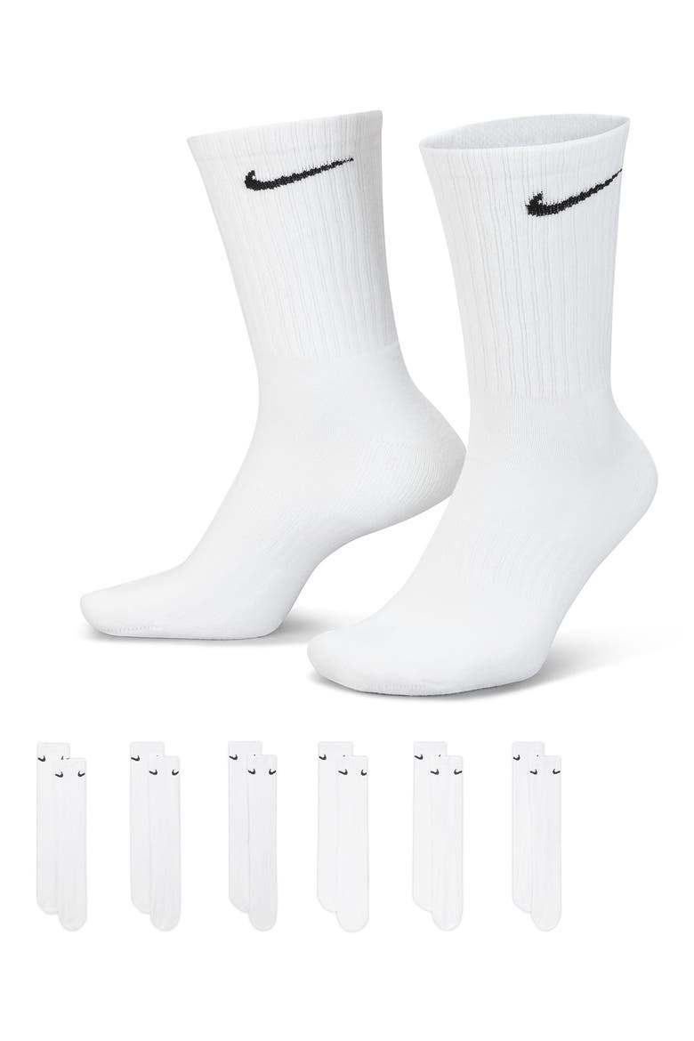 Kids' 6-Pack Everyday Cushioned Training Crew Socks, Alternate, color, 100 WHITE/BLACK