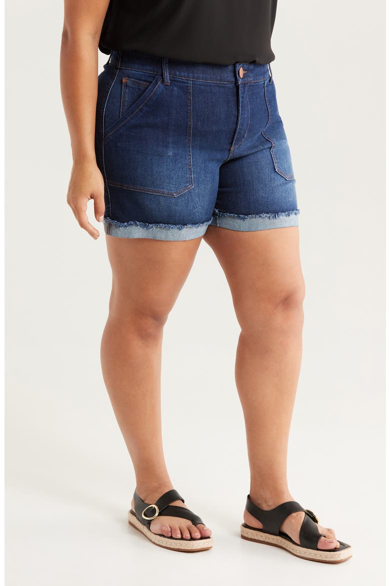 Patch Pocket High Waist Denim Shorts, Alternate, color, INDIGO