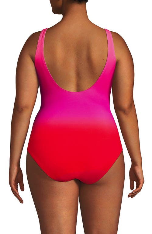 Lands' End Slender Suit Wrap One Piece Swimsuit In Pink Multi Ombre