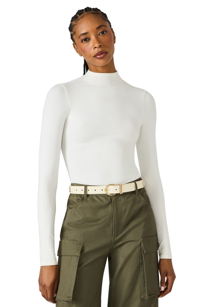 Dome Stud Faux Leather Belt, Alternate, color, OFF WHITE
