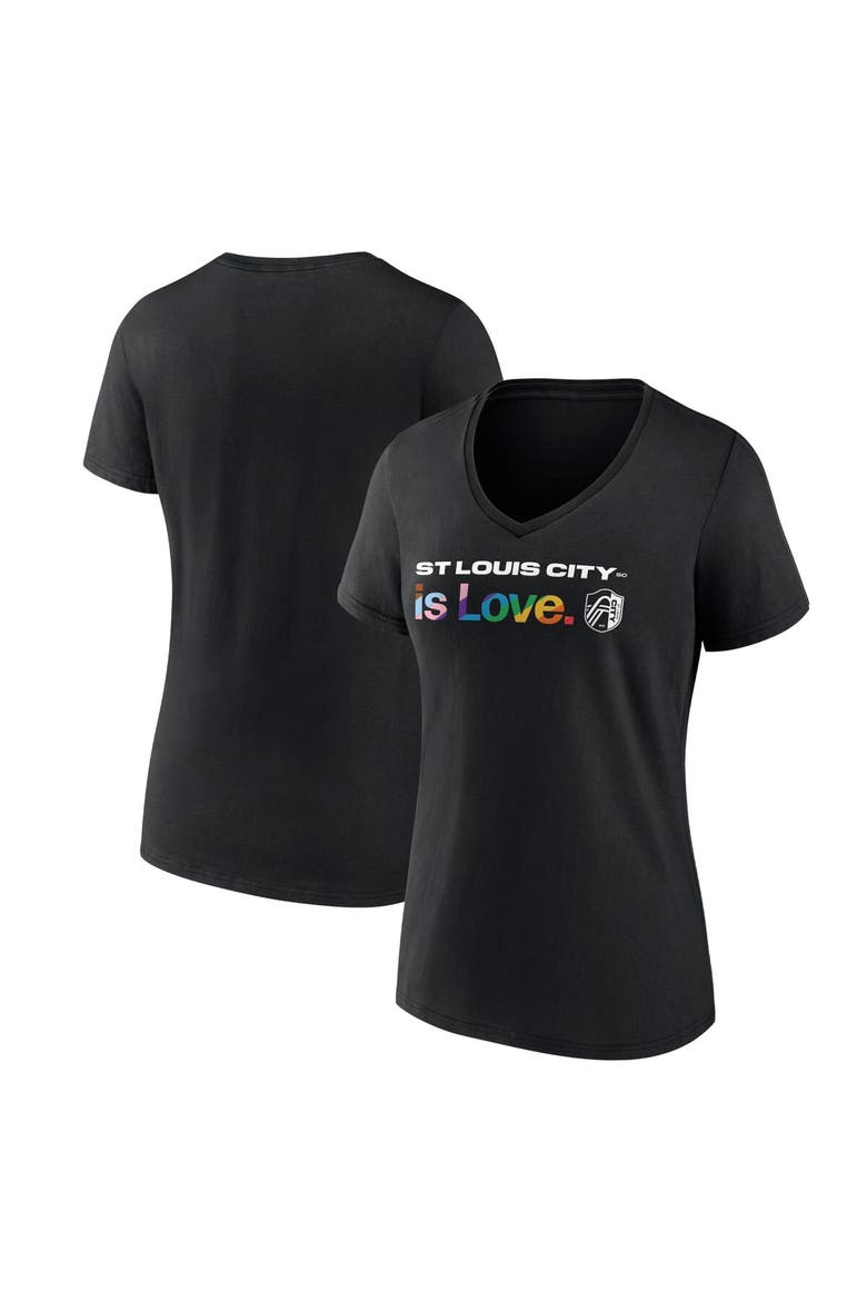 Women's Fanatics Branded Black St. Louis City SC Lucky City Pride V-Neck T-Shirt, Alternate, color, Black